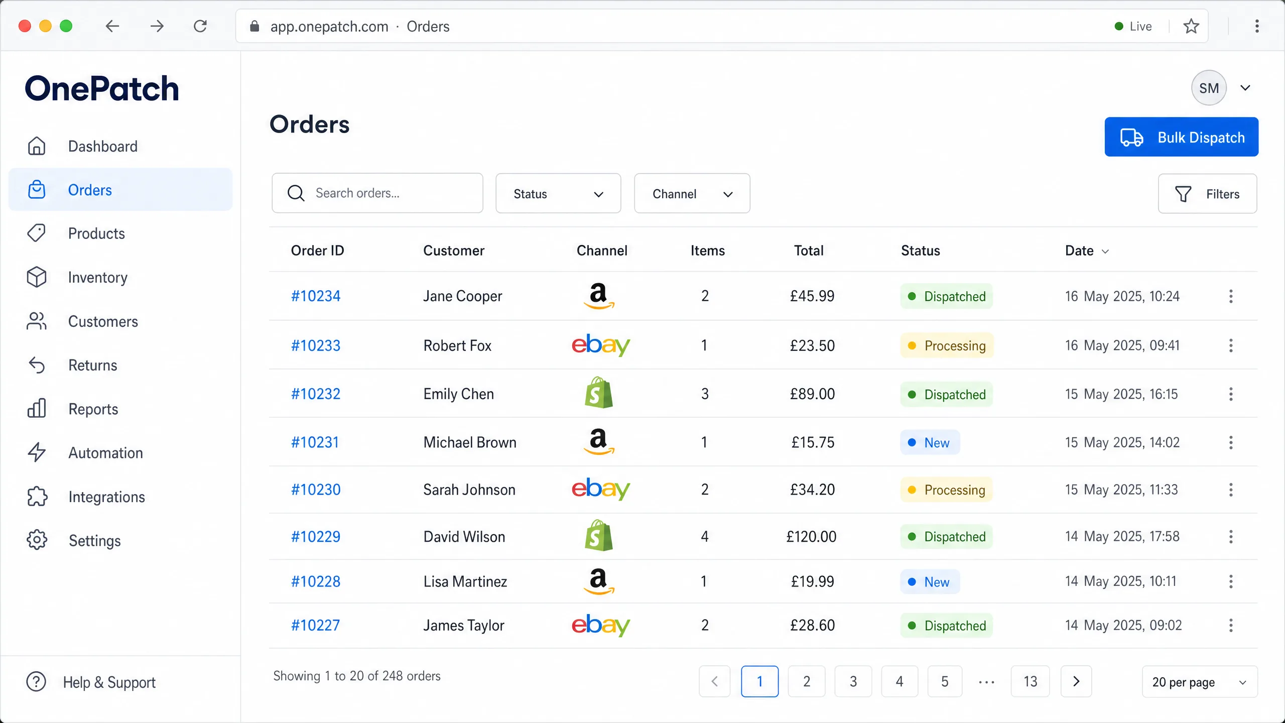 OnePatch Order Management